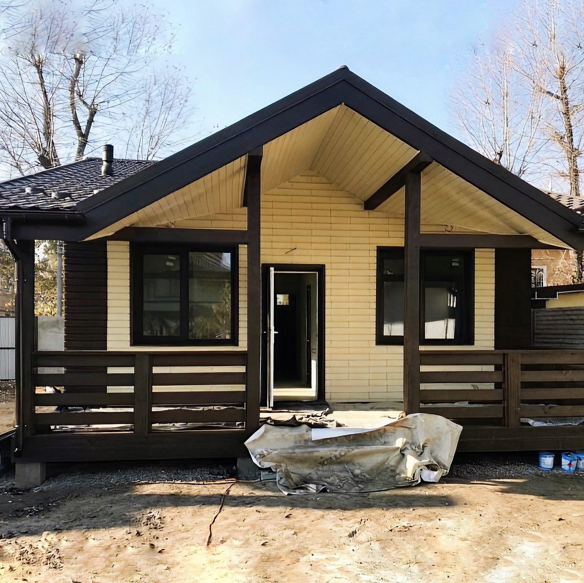 Готовый дом: Каркасный дом с террасой в г. Ошмяны в г. Ошмяны