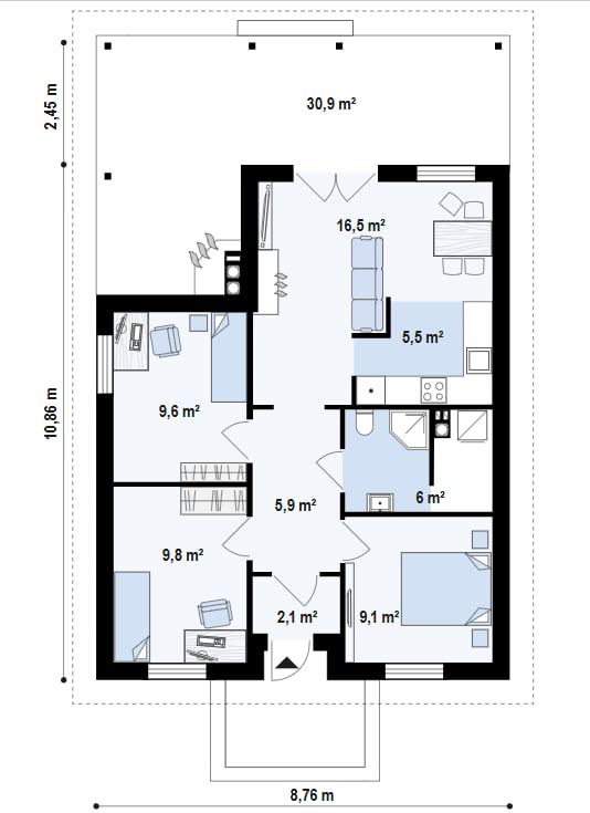 Дом Z16 - Дом до 100м² фото 3.