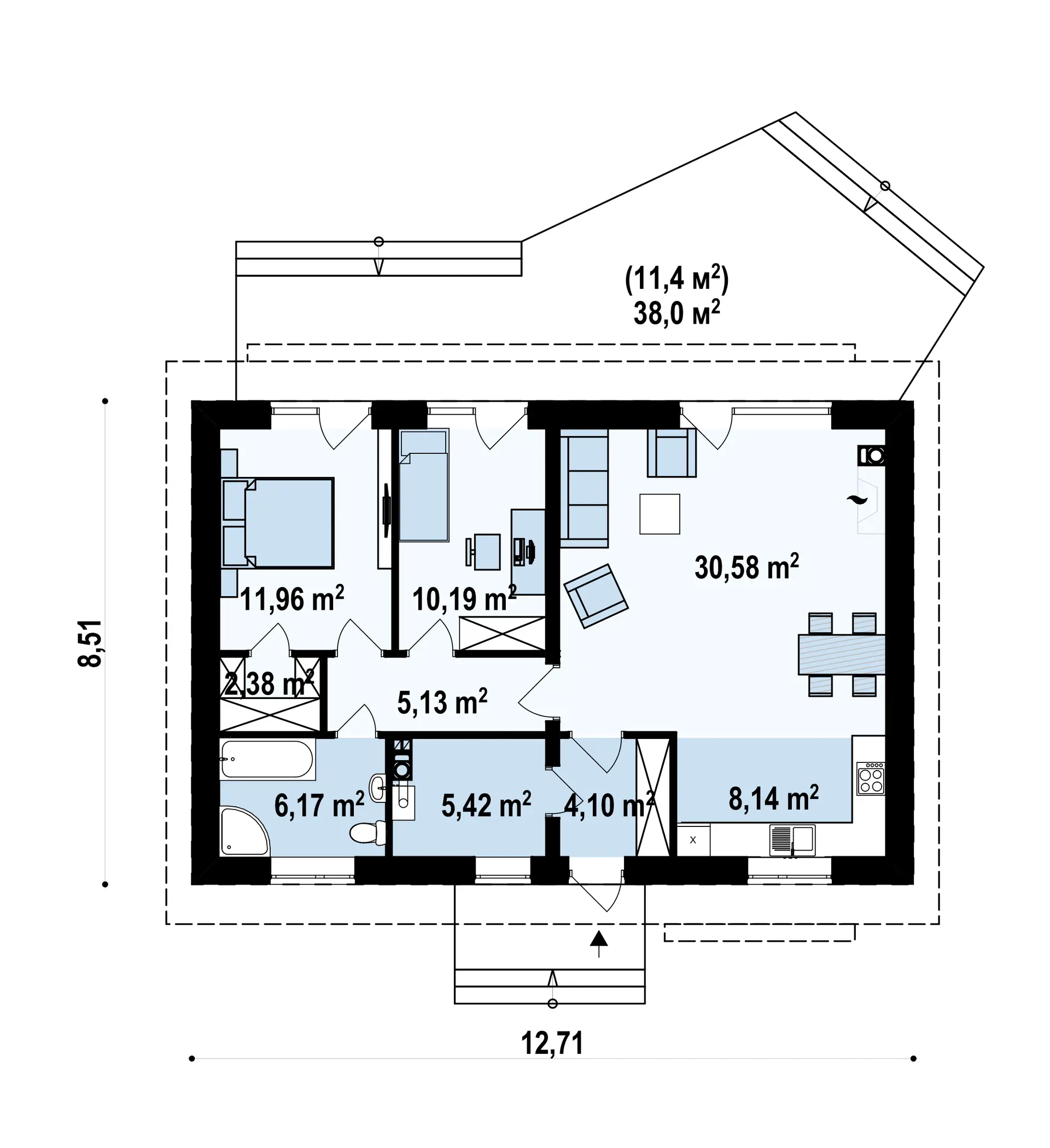 Дом Z313 - Дом до 100м² фото 5.
