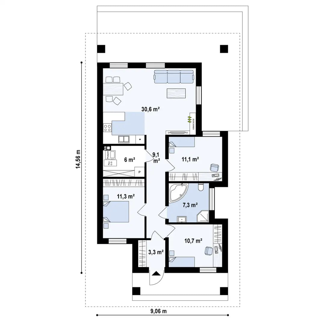 Дом Z366 - Дом до 100м² фото 4.