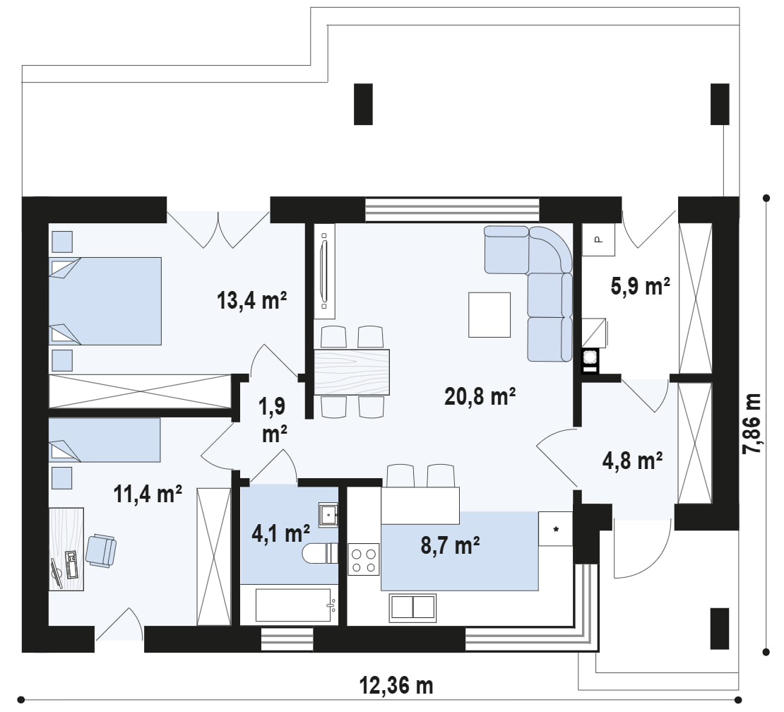 Дом Z508 - Дом до 100м² фото 4.