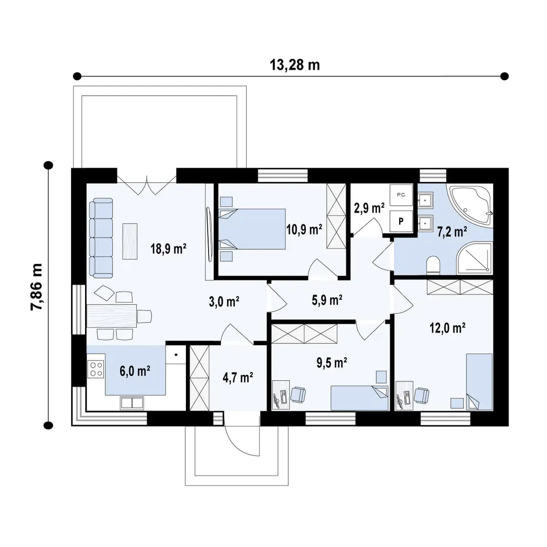 Дом Z537 - Дом до 100м² фото 4.