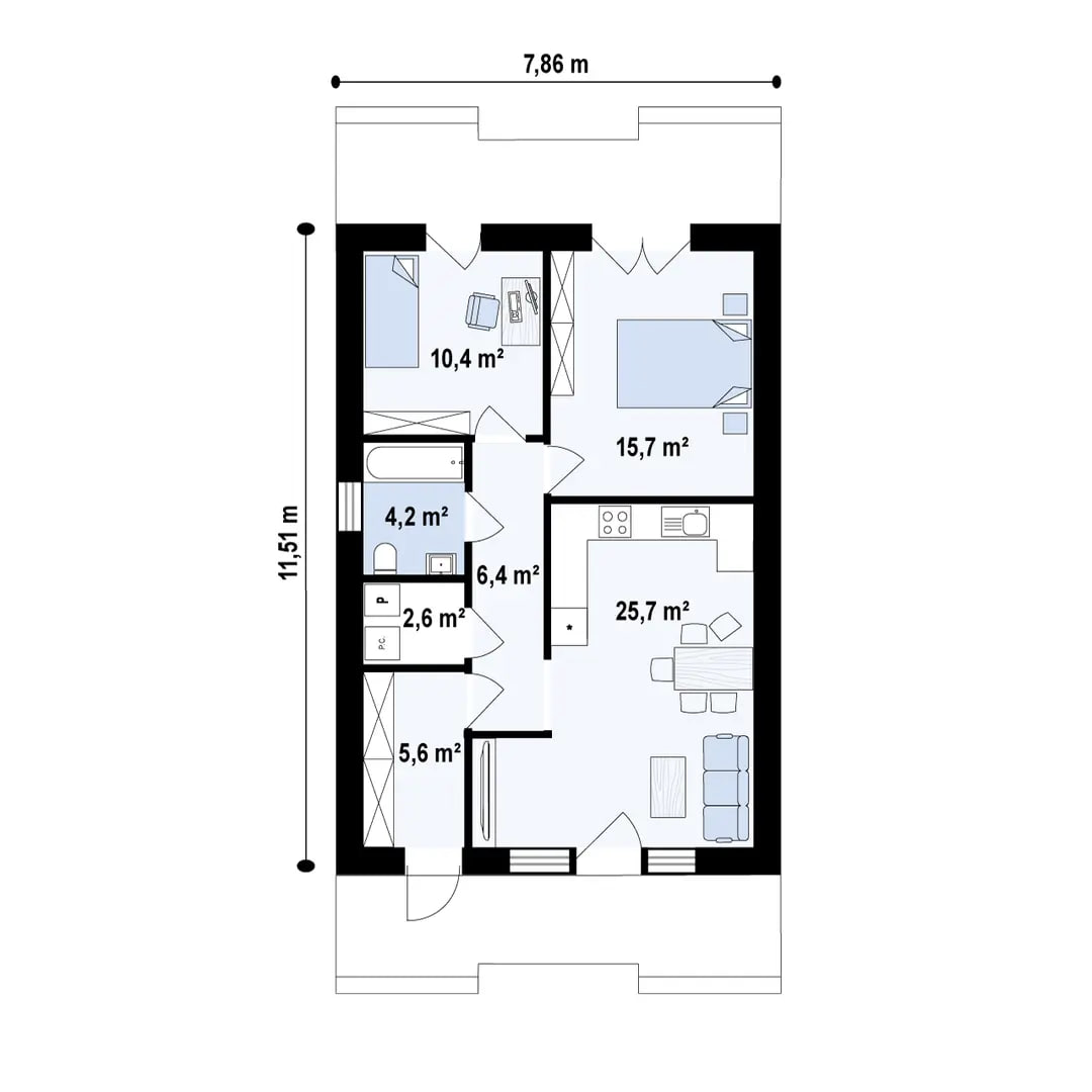 Дом Z563 - Дом до 100м² фото 4.