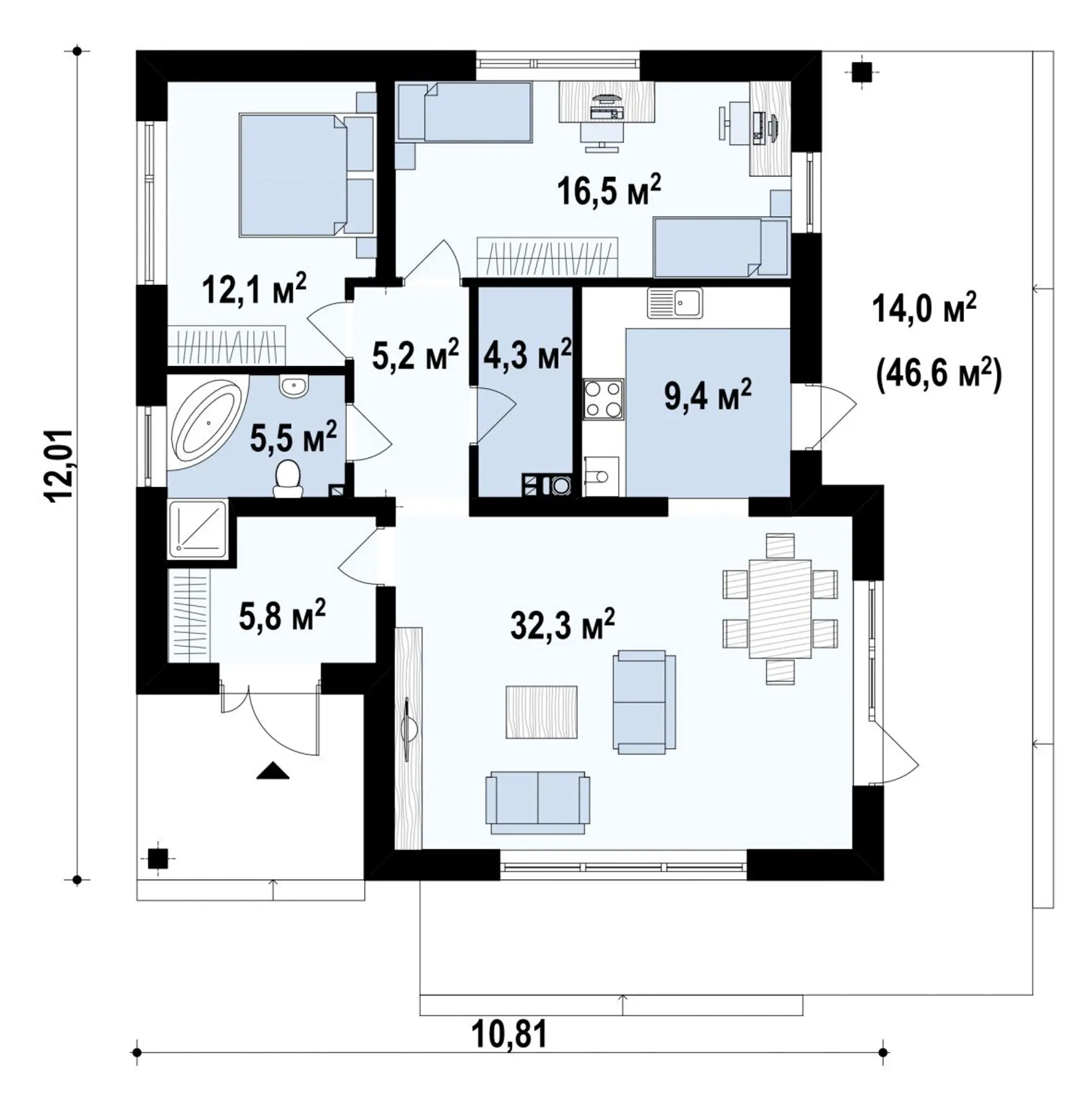 Дом Z141 - Дом от 100м² фото 3.