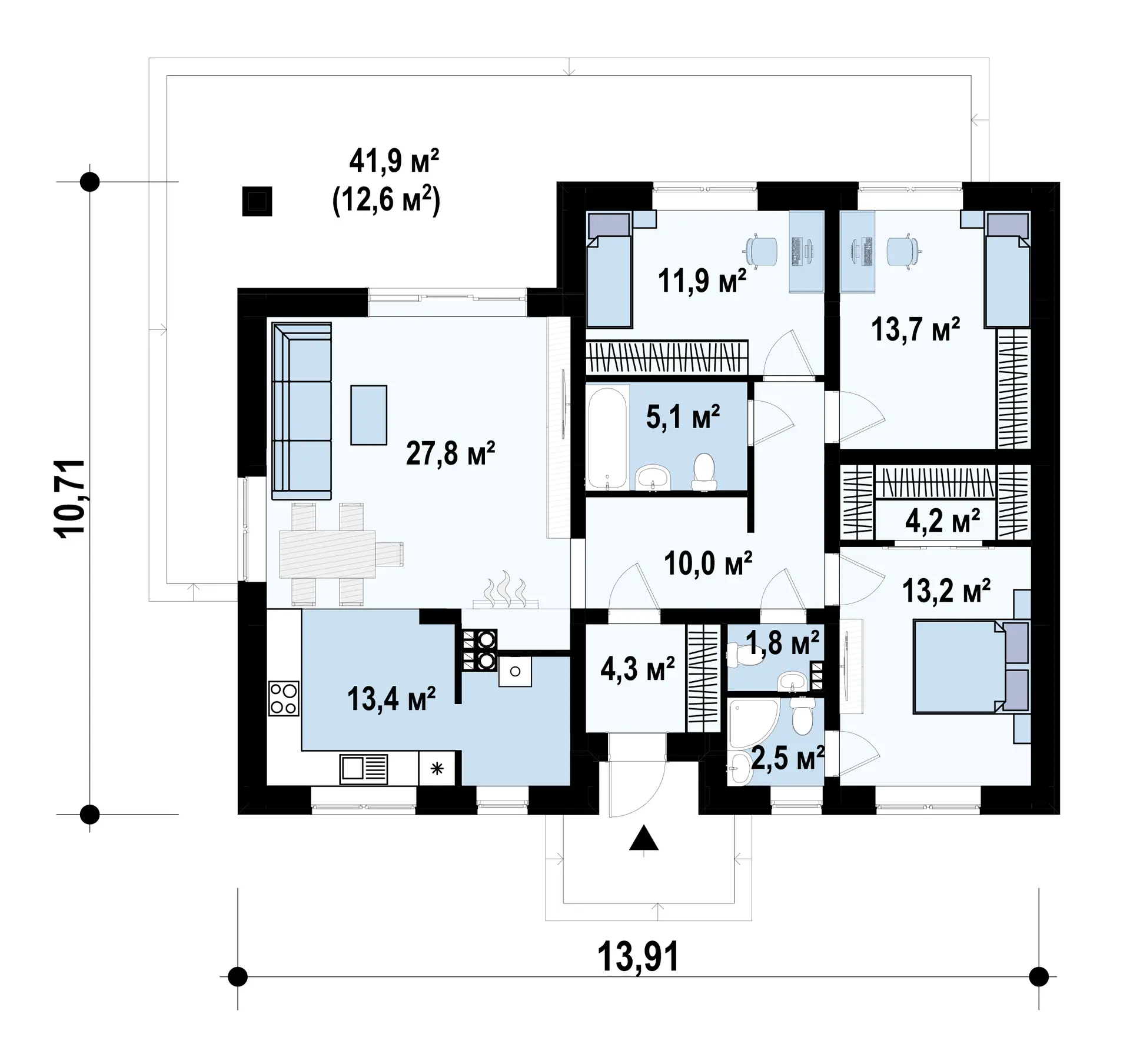 Дом Z368D - Дом от 100м² фото 4.