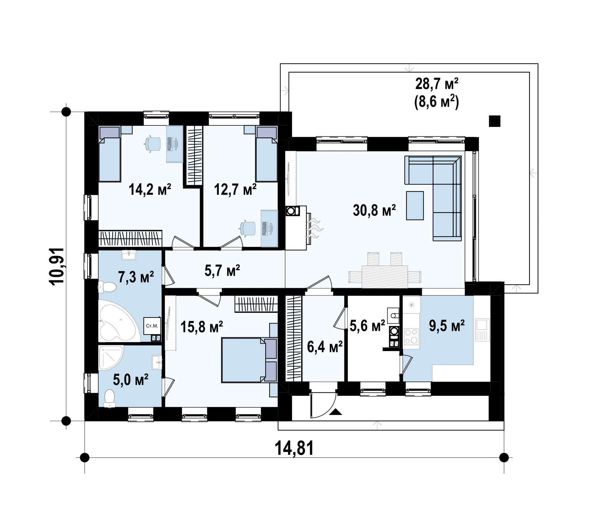 Дом Z415 - Дом от 100м² фото 4.