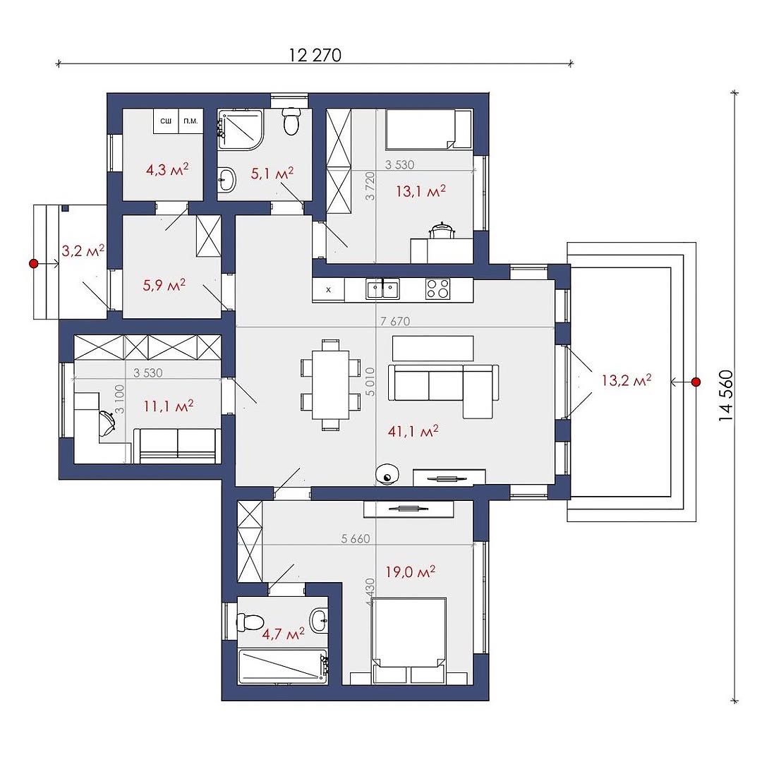Дом Z566 - Дом от 100м² фото 4.